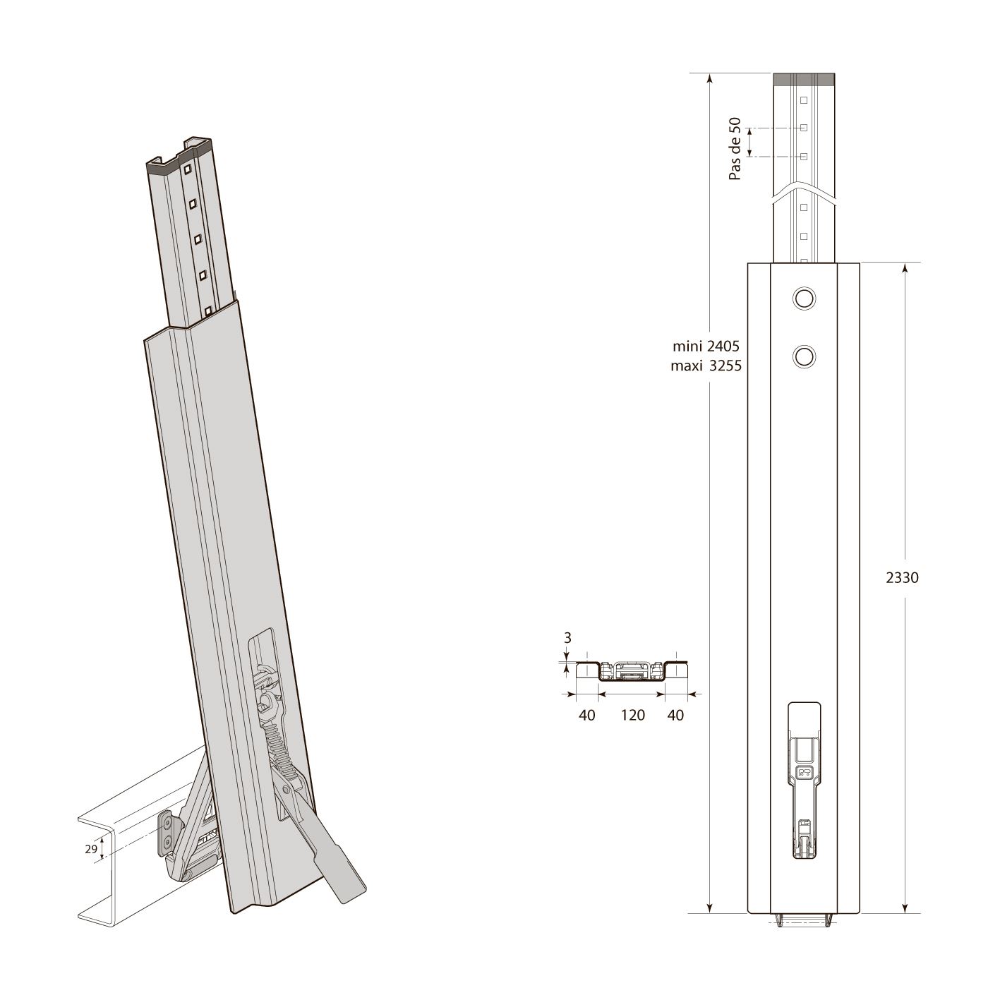 Pommierstolpe glat L=2380mm