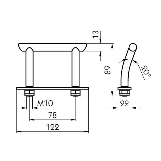 Surringsbøjle m plade 122x89mm