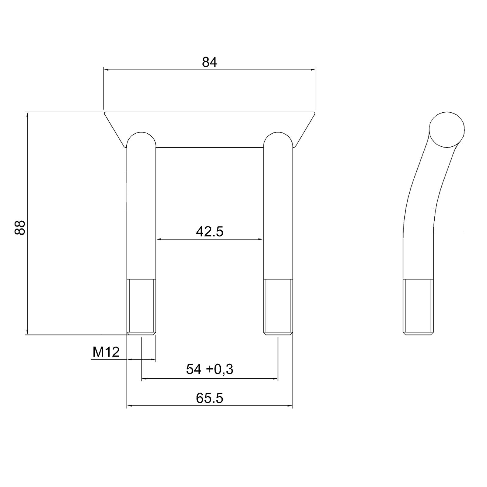 Surringsbøjle m plade M12x55